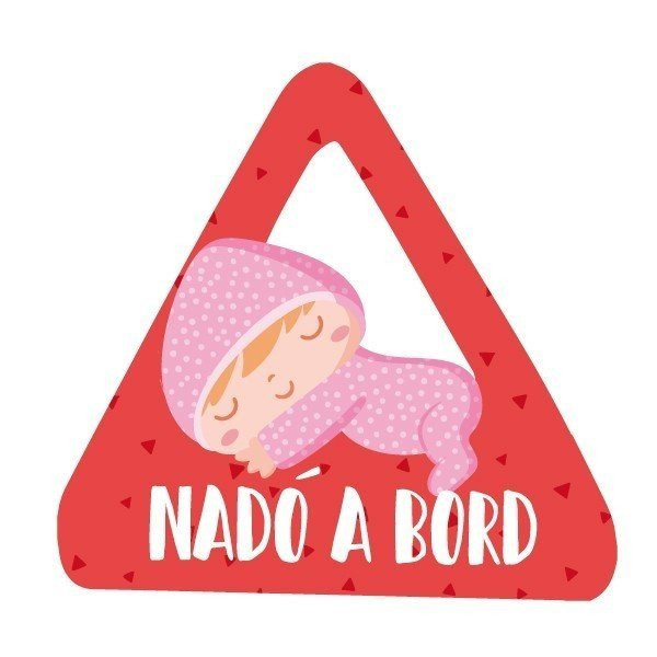 Nadó a bord. Vinils personalitzables per a cotxe en català. Rosa