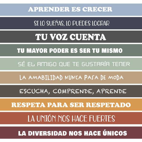 Decoració d’escales escolars. Vinils amb frases de cohesió escolar