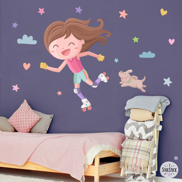 Wall sticker Skating girl. Kids' room decoration