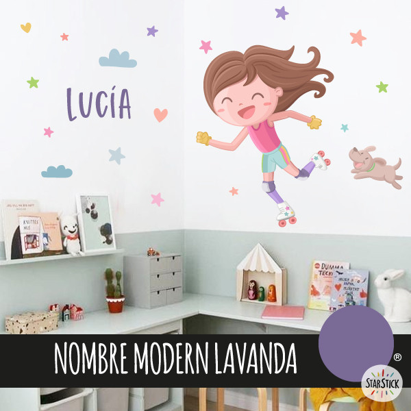 Vinil de paret Nena patinadora. Decoració habitació infantil