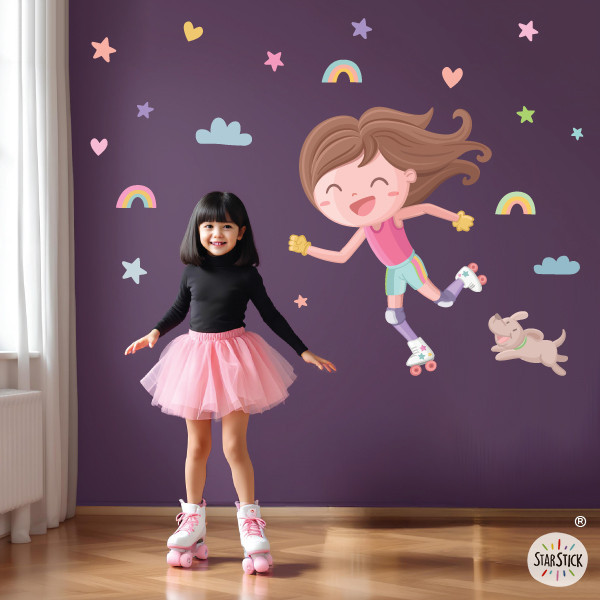 Wall sticker Skating girl. Kids' room decoration