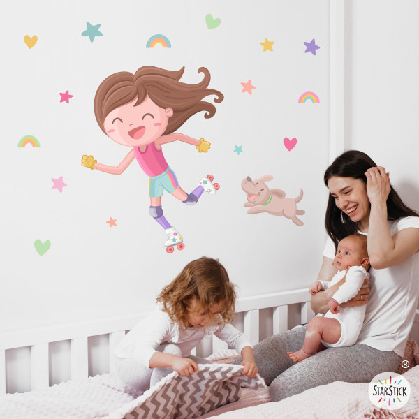 Vinil de paret Nena patinadora. Decoració habitació infantil