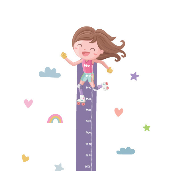 Medidor d'altura. Nena patinadora. Decoració per a habitacions de nena