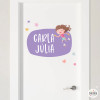 Name sticker Skater girl. Decoration for girls' rooms
