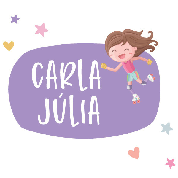 Name sticker Skater girl. Decoration for girls' rooms