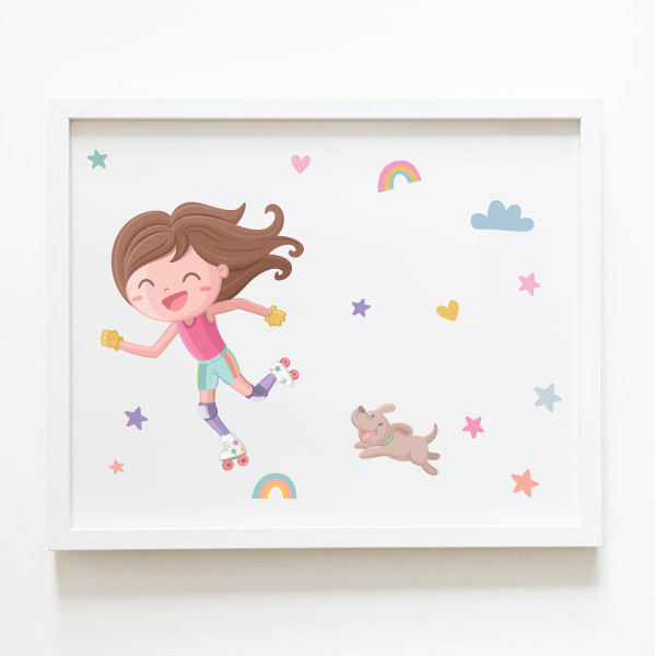 Fille patineuse. Tableau décoratif pour chambres de filles