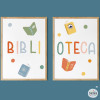 Biblioteca. Conjunt de 2 làmines per decorar biblioteques