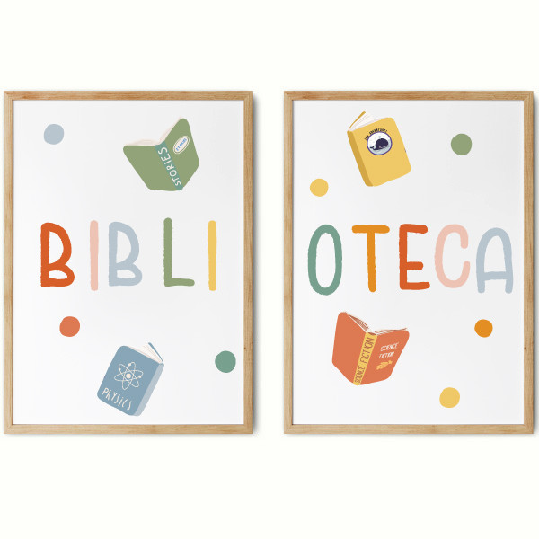 Biblioteca. Conjunt de 2 làmines per decorar biblioteques