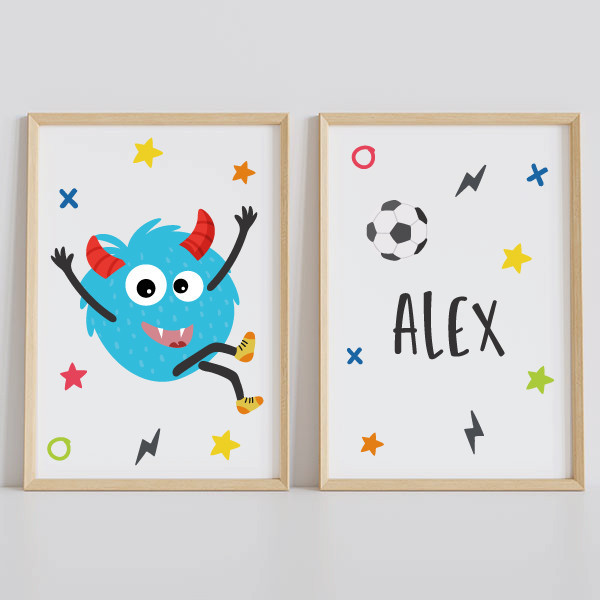 Cuadros decorativos para niños y jóvenes. Big monster fútbol