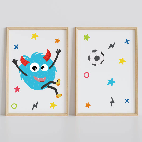 Cuadros decorativos para niños y jóvenes. Big monster fútbol