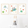 3 personalized prints. 2 girls with a rocket. Paintings for sisters