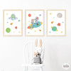 3 customizable children's prints. 2 siblings with a rocket (boy + girl)