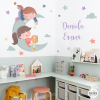 Two sisters on the moon. Decorative wall sticker for kids