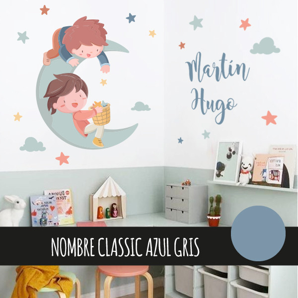 Dos hermanos en la luna. Vinilo decorativo infantil