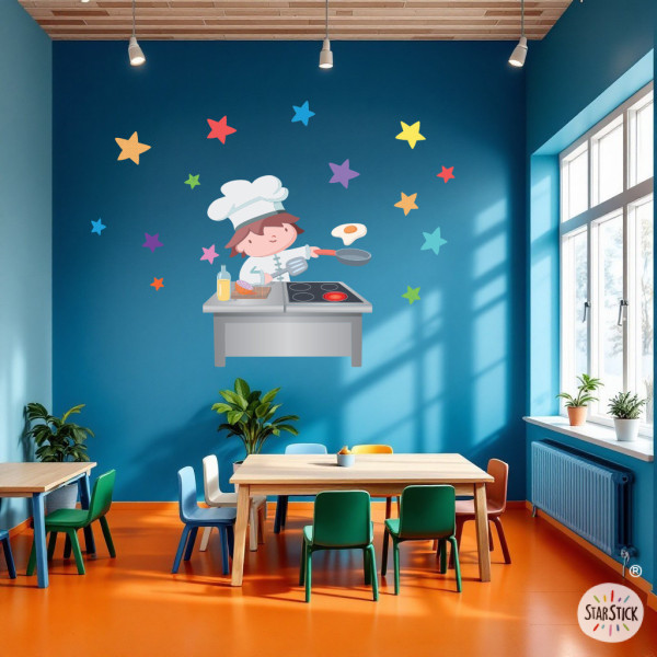 El alegre cocinero - Vinilo para decorar paredes de comedores escolares