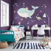 Vinilo de pared ballena reina para niños – Mural marino para bebés y niños pequeños con animales del océano