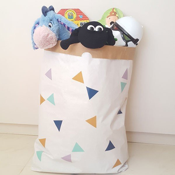 Sac organisateur en papier - Triangles moutarde