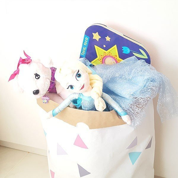 Sac Organisateur De Papier - Triangles Gris Rose