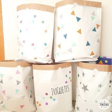 Paper organizer bag - Gray pink triangles