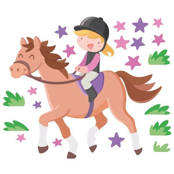 Stciker enfant pour décorer la chambre des filles - Fille cavalier