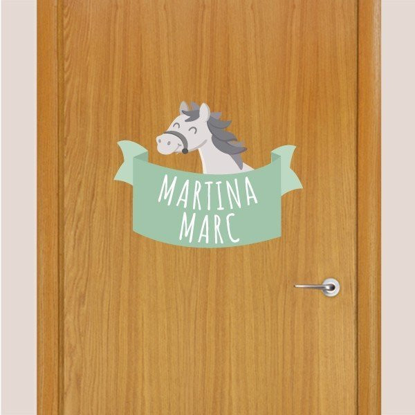 Cavall gris - Vinil infantil nom per a portes