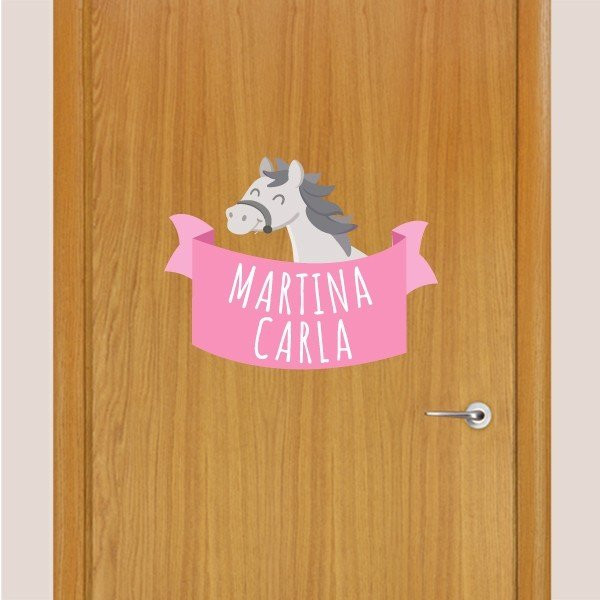 Cavall gris - Vinil infantil nom per a portes