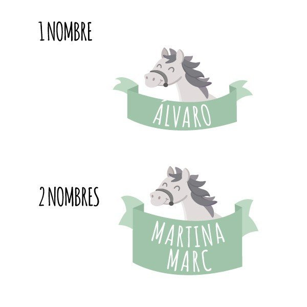 Cavall gris - Vinil infantil nom per a portes