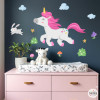 Vinilos niña unicornio paseando para decoración de habitación de niñas