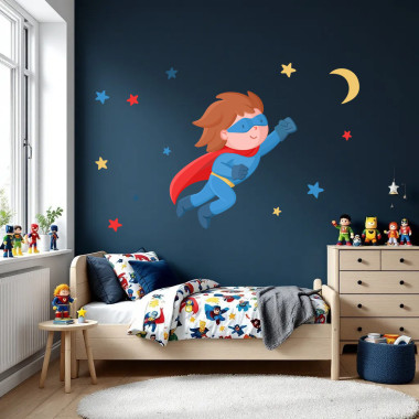 Vinilo infantil superhéroe – Decoración de pared para niños valientes