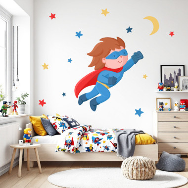 Vinilo infantil superhéroe – Decoración de pared para niños valientes
