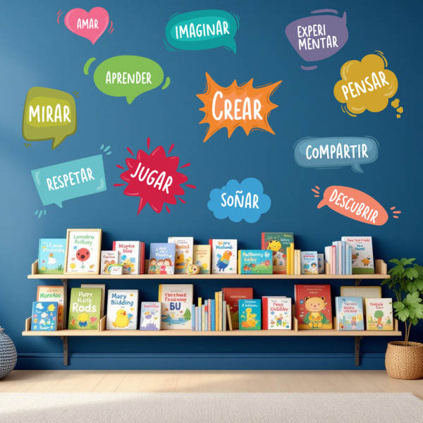 Vinilos educativos Bocadillos de motivación - ¡Elige idioma! decoración escolar