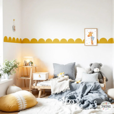 Cenefa de vinilo infantil con arcos y scallops – Colors pastel - Decpración habitación de bebé o niño