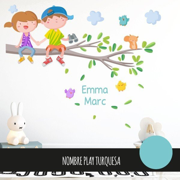 Stickers muraux originaux pour enfants - Enfants sur la branche d'arbre