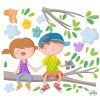 Stickers muraux originaux pour enfants - Enfants sur la branche d'arbre