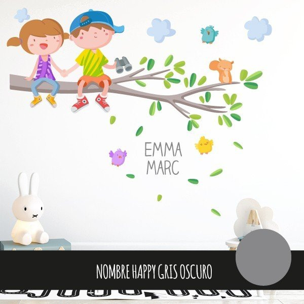 Original children's wall stickers - Children on the tree branch