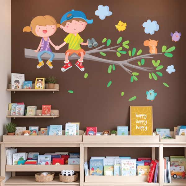 sticker mural enfant garçon fille branche arbre décoration mur chambre enfant