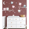 Sticker mural enfant hiboux rose poudré pour chambre de bébé