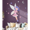 Magical fairy wall decal with stars and moon, girls bedroom wall decoration