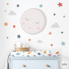 vinil infantil lluna plena ocre amb estrelles decoració habitació nadó personalitzat amb nom
