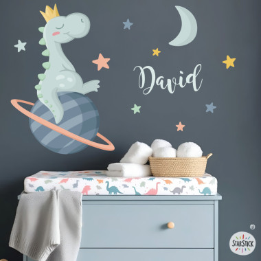 Vinilos infantiles para bebé - Dinosaurio soñador, decoración de pared para habitación infantil