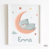 Oso en la luna - Cuadro infantil personalizado