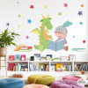 Vinilo pared Dragón y Caballero leyendo – Decoración educativa para biblioteca infantil o aula