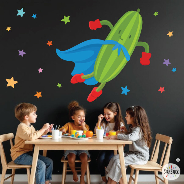 Vinilo de Pared Súper Calabacín - Ideal para Decorar Comedores Escolares y Espacios Educativos