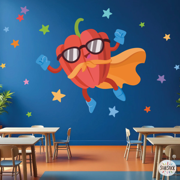 Súper Pimiento – Vinilos de Pared Educativos para Colegios, Escuelas y Comedores Escolares