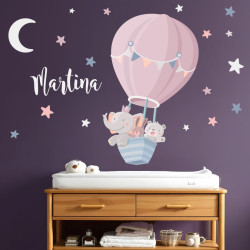 Vinilos infantiles bebé rosa animales en globo pegatinas para pared bebé niña