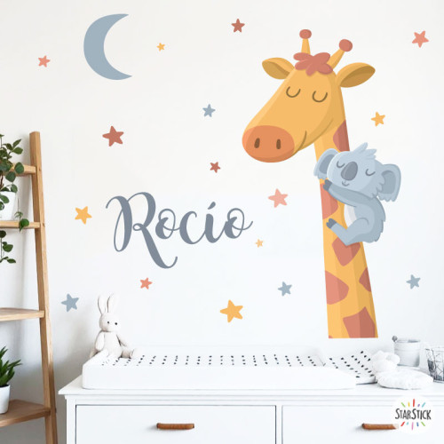 Vinilos infantiles bebé Jirafa y Koala – pegatinas de pared para habitación de bebé