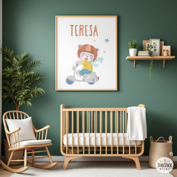 Quadre decoratiu infantil. Vespa amb osset. Idees per decorar habitacions infantils