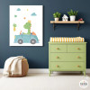 Personalized kids’ print – Dinosaur in a car | Baby room wall decor