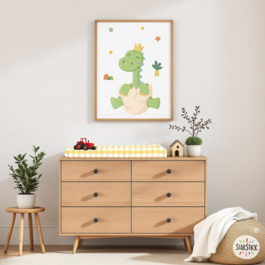 Personalized kids’ print – Baby dinosaur with name | Baby room decor