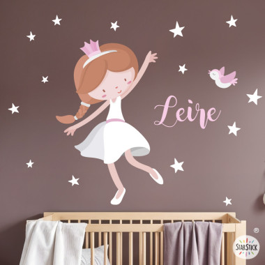 Vinilo infantil princesa para niña, decoración habitación infantil, pegatina pared bebé, mural tierno y dulce